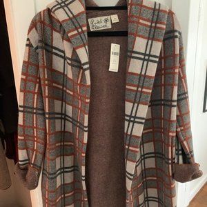 NEW with tag! Flannel sweater jacket w/ hood